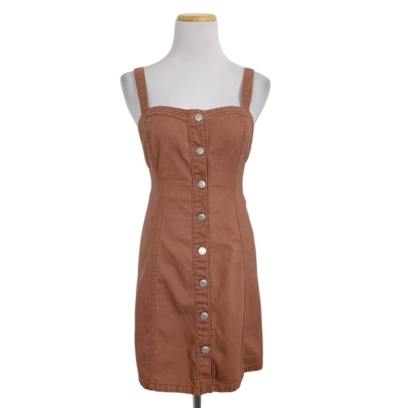 Pacsun Denim Dress Button Front Retro Size Small Cotton Sundress - Picture 1 of 16